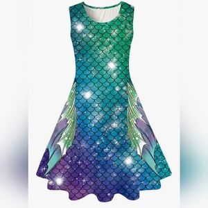 Mermaid‎ Dress Girls Kids Summer Sleeveless Sundress Outfit Twirly 10